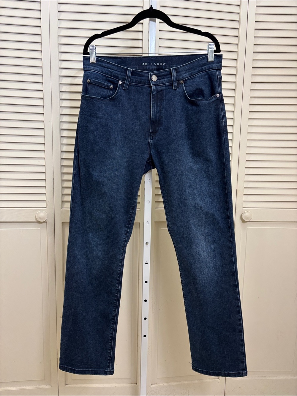 Mott & Bow Men's Straight Staple Jeans Dark Blue Wash Size 33 x 30